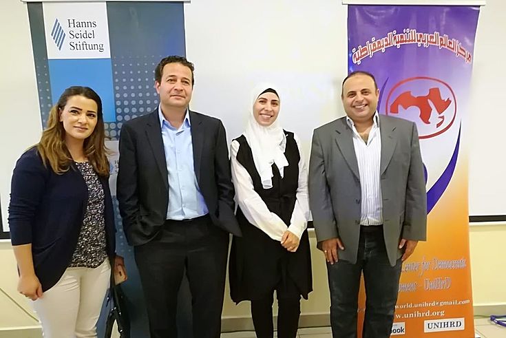 Ulla Al-Shraideh - HSS; Dr. Mohamed Abo Roman, Dr. Amira Mostafa - UniHRD; Dr. Waleed Abo Dalboh - University of Jordan